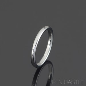 Gray Polished Tungsten Wedding Band Mens Ring Mens Wedding Band Anniversary Ring 2mm Mens Free Laser Engraving Personalized Ring image 1