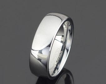 Gray Polished Tungsten Wedding Band Mens Ring Mens Wedding Band Anniversary Ring 8mm Mens Free Laser Engraving Personalized Ring
