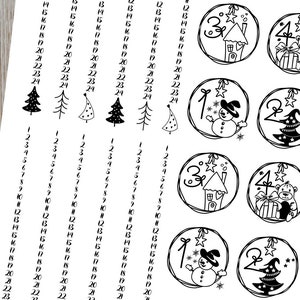 Advent calendar numbers PDF template candle tattoo candle stickers Advent calendar numbers Christmas numbers Advent calendar to go