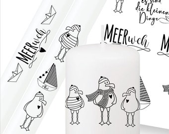 PDF file candle foil maritime candle tattoo maritime motifs pdf candle sticker candle foil seagulls