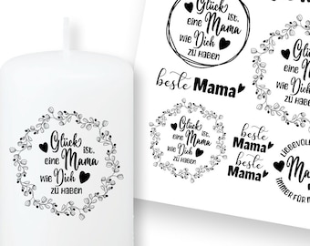 PDF Vorlage Muttertag Mamatag Kerzentattoo Kerzensticker Mama Kerzenfolie PDF Beste Mama