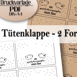 Print template PDF bag flap lucky pigs New Year New Year&#39;s Eve Print template gift card souvenir bag flap greeting card