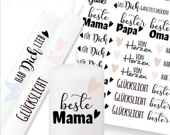 Muttertag Beste Mama Kerzentattoo PDF Vorlage/Kerzenfolie/Kerzensticker/Kerzen gestalten/Kerzen Wasserschiebefolie