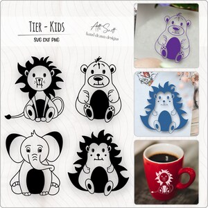 Archivo de trazador de regalos para bebés, animales, bebés, archivo svg, grabado láser, animales, niños, motivos para bebés, regalo para nacimiento