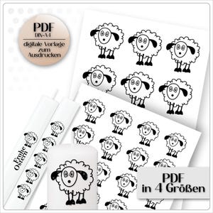 Print template sheep PDF file for candle stickers and Rubons blocks Keraflott Raysin