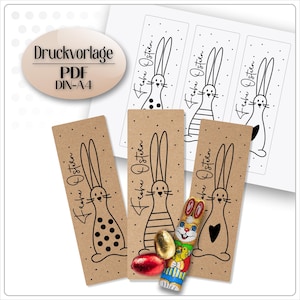 Druckvorlage Geschenkverpackung Ostern Schokohase PDF Tischdeko Ostern Osterkarte  Ostergruß Osterzeit Osterhase  lolli paperkraft easter