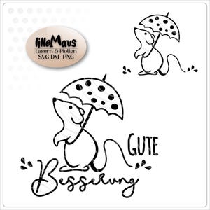 Fichier traceur fichier svg bon rétablissement souris - fichier traceur petite souris - parapluie svg - gouttes de pluie svg