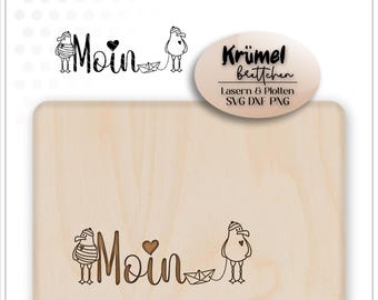 SVG file "Moin Möwen" - board laser file, crumbs here, board SVG maritime, SVG laser cutting, board digital file