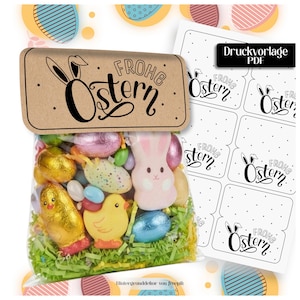 Happy Easter Bag Topper PDF, Bunny Ears Treat Tag, Printable 2 Sizes, DIY Easter Packaging, Easter Bunny Label, Instant Download Set