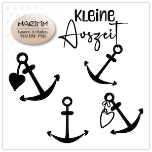 Plotterdatei Anker Laserdatei - lasercutting maritim Meer nautic kleine Auszeit svg Herzanker Anker mit Herz Liebe Glaube Hoffnung