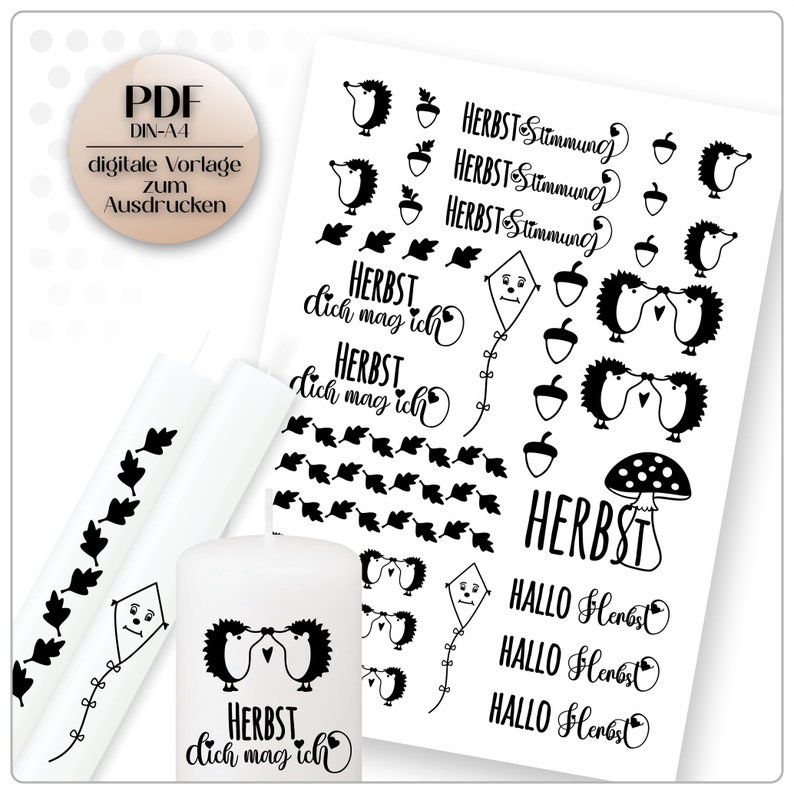 Autumn PDF Candle Tattoo Template Design Your Own Candles Candle