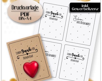 Print template PDF card 'Thank you for your purchase' and 'It was nice that you were here' to print