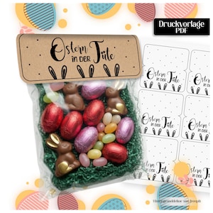 Easter in a Bag PDF, Bunny Ears Bag Topper, Easter Treats Printable 2 Sizes, DIY Bunny Treat Bag Tag, Easter Favor Header, Instant Download