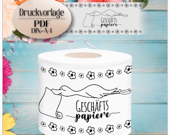Printable template: Goose money gift, money packaging, birthday, toilet paper band, bathroom, bathroom decor (PDF). Toilet paper band, toilet paper, goose.