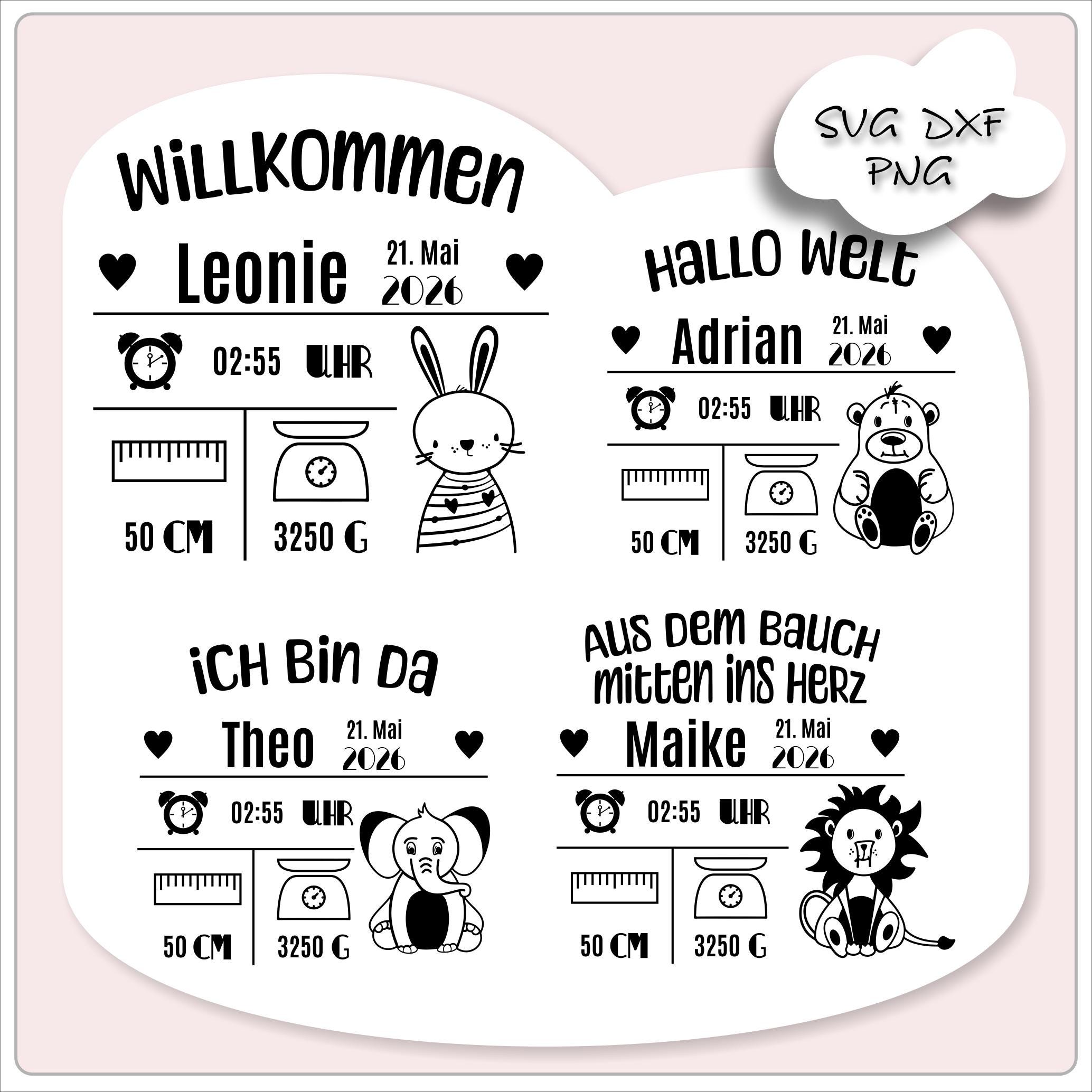 Baby Birth Stats SVG DXF Plotter File, Birth Announcement Laser Cut ...