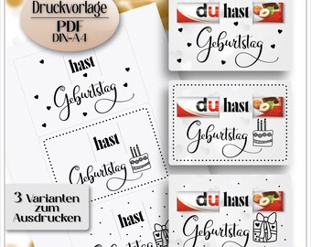 Print template PDF Duplo It's your birthday Gift voucher Cash gift with chocolate PDF
