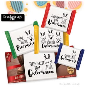 Easter Chocolate Wrapper PDF, Bunny Candy Bar Label, Printable Easter Favor, Ritter Sport Mini Template, Hoppy Easter Treat, DIY Easter Gift