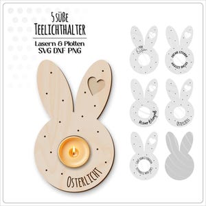 Laserdatei Kerzenhalter Osterhase Hasenohren für Teelicht Osterdeko svg Datei Lasercutdatei Hasenohren Hasenlicht Häschenlicht