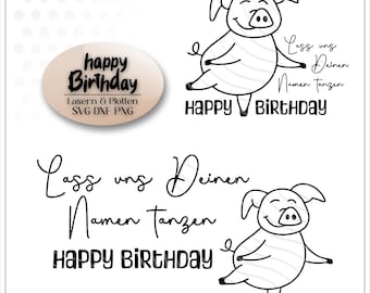 Plotter file happy birthday svg file birthday plotter template laser template birthday dxf png birthday file