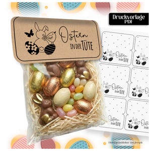 Easter in a Bag PDF, Bunny & Bird Bag Topper, DIY Easter Favors, Printable Treat Bag Tags 2 Sizes, Easter Greeting Header, Instant Download