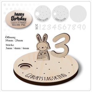 Arquivo a laser placa de aniversário números de aniversário pratos de aniversário para crianças aniversário infantil