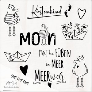 File plotter Küstenkind Moin file svg file laser Küstenkind Moin file svg gabbiano png file digitale gabbiano