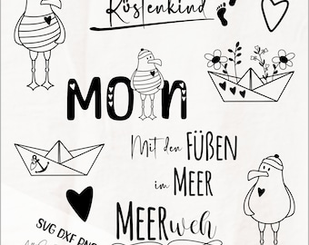 Archivo para plotter Coastal Child Moin SVG Archivo para láser Coastal Child Moin Seagull SVG Archivo PNG Archivo digital de gaviota