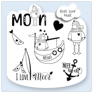 Fichier de traceur Moin Seagull SVG, fichier nautique Bundle Anchor SVG