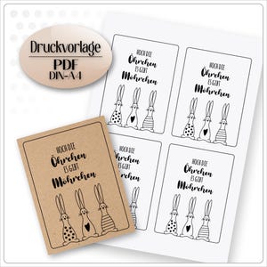 Druckvorlage PDF Geschenkkarte Ostern in der Tüte zum Ausdrucken Hase Häschen Hasenohren Osterhasen Bastelvorlage Ostern
