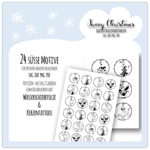 Advent calendar numbers to print PDF template Christmas calendar numbers 1- 24