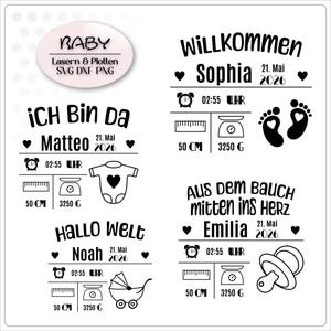 Plotterdatei Geschenk Baby Geburt Plotterdatei Babydaten svg Datei Erinnerungskiste Erinnerungsbox Lasergravur  personalisierte Geschenke