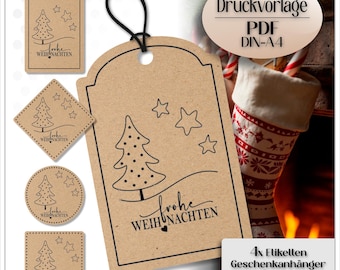 Afdrukbare PDF-cadeaubon voor Kerstmis, kerstboom, spar, kerstster, kerstmagie PDF