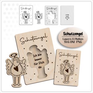 Fichier laser ange cadeau baptême cadeau invité mariage communion confirmation ailes d'ange ange gardien cadeau pour permis de conduire fichier svg