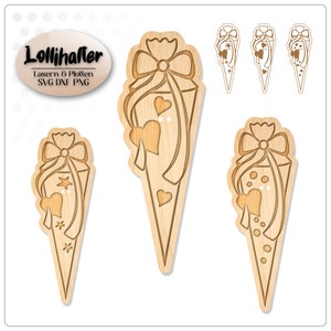 Laserdatei Gastgeschenk Einschulung Schultüte Lollihalter Einschulung SVG  DXF Schulkind Geschenk Schulanfang Gastgeschenk Laser