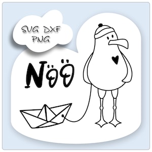 svg Datei Dorfkind - Laserdatei Nö - Plotterdatei Nö - Nein svg Datei maritim Meer Möwe Camping svg