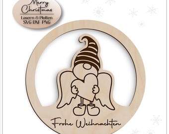 Laser file angel wings tree ornaments svg Christmas wreath, gnome svg laser file Merry Christmas svg file digital file Christmas