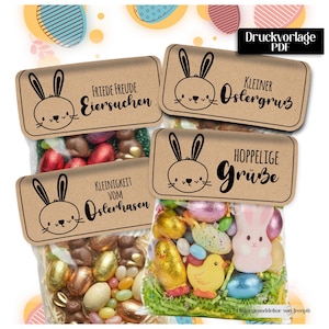 Easter Bag Toppers PDF, Printable Treat Bag Tags, Bunny Favor Labels, DIY Easter Basket Gifts, Small Easter Surprise, Party Favor Header