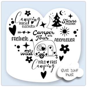 Camping Herz SVG Plotterdatei Camping Herz Laserdatei