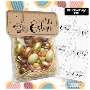 Easter in a Bag PDF, Sheep & Bunny Bag Topper, Printable 2 Sizes, DIY Easter Treat Packaging, Easter Greeting Header, Instant Download