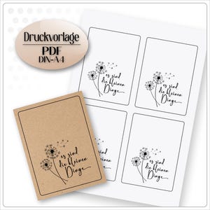 Imprimir plantilla diente de león tarjeta regalo PDF 'Son las pequeñas cosas' para imprimir en papel kraft plantilla artesanal boda boho