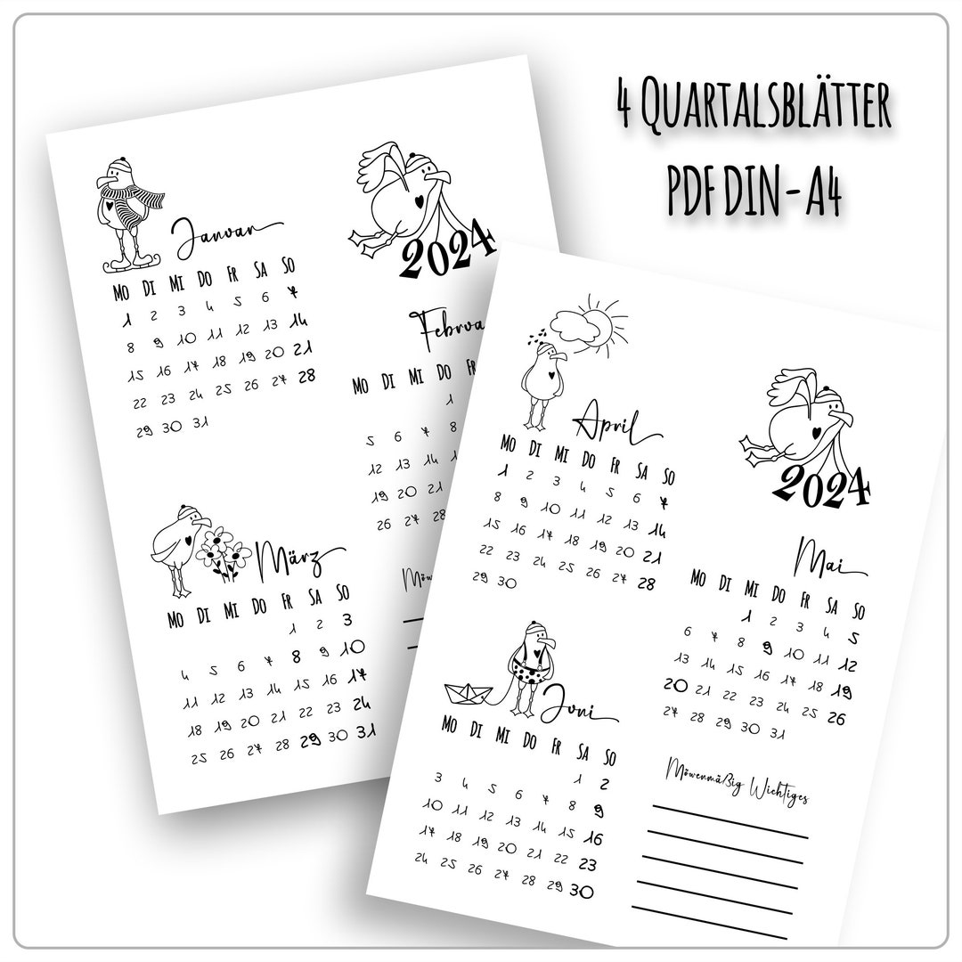 Annual calendar pdf instant download calendar planner annual etsy