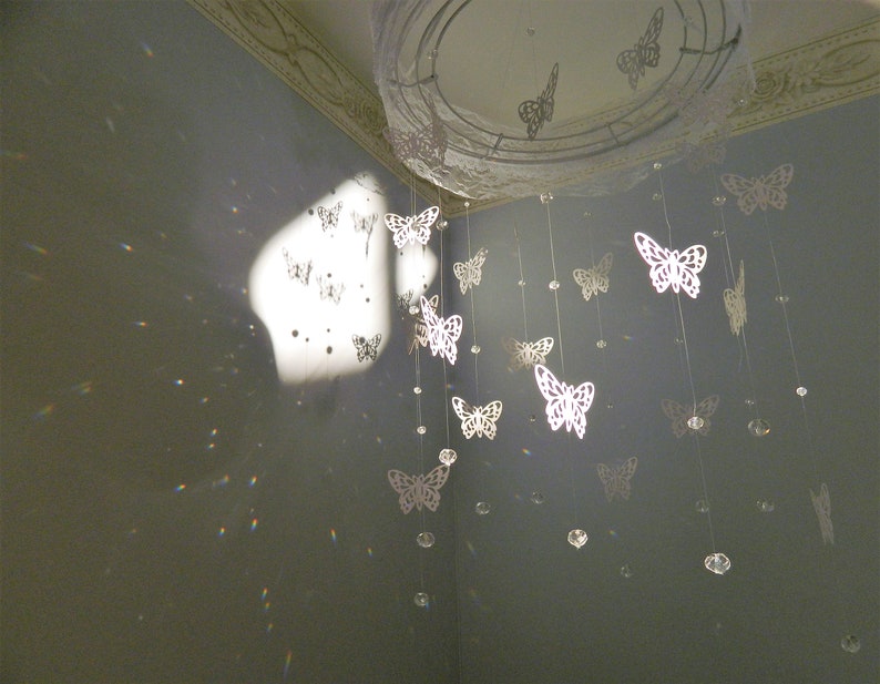 Personalized Crystal Mobile, Pure White, Nursery Decor, Musical Mobile