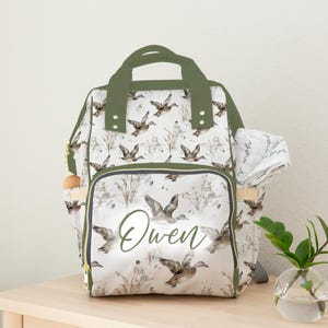 Mallard Duck personalized custom hunting nursery, custom newborn diaper bag, baby bag for baby shower gift, Multifunctional Diaper Backpack