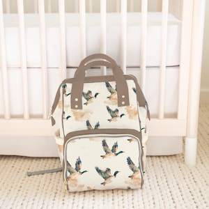Mallard Duck personalized custom hunting nursery, custom newborn diaper bag, baby bag for baby shower gift, Multifunctional Diaper Backpack