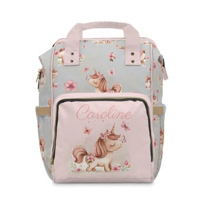 Unicorn personalized baby girl backpack or diaper bag