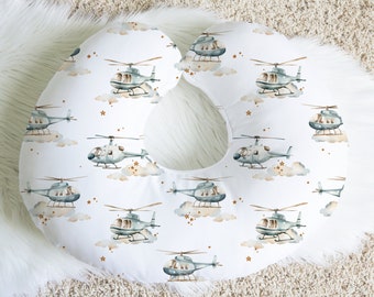 Helicopter aviator flying helicopter delivery gender neutral boppy nursing pillow cover for mothers, babies nursery room