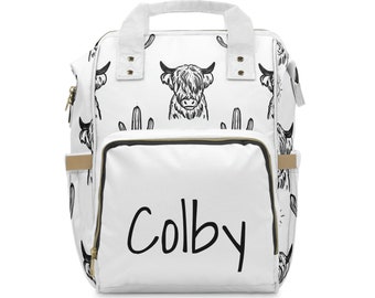 Baby Highland Cow Multifunctional Diaper bag Backpack | gift for new moms or babyshower gift newborns