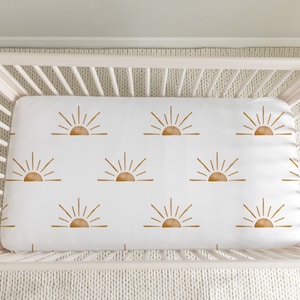 Baby Custom Crib Sheet Boho Sun Gender Neutral Personalized Crib Bedding Set Nursery | Baby Name Blanket Baby Shower Gift Milestone Active