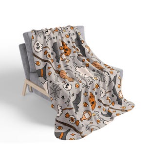 halloween witch bat pumpkin boho Blanket, Personalized Custom spooky Blanket, Blanket Gift, Baby Blanket, Kids Blanket