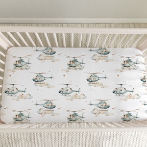 helicopter flight gender neutral flying Personalized Baby crib sheet baby girl or baby boy nursery baby shower gift for expecting moms